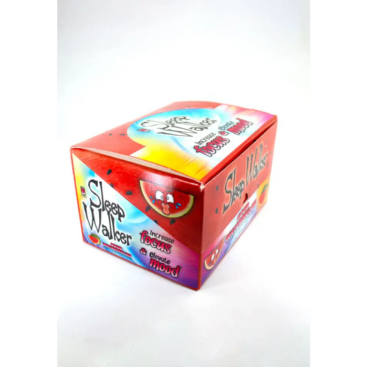 NEW Sleep Walker Shot Sour Watermelon 2oz box, featuring vibrant design and mood-boosting benefits.
