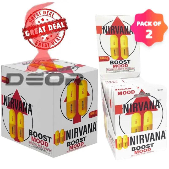 Nirvana Boost Next Level MOOD 800mg – 2 Boxes (24 Blisters, 48 Capsules Total) | NO Crash - XDeor