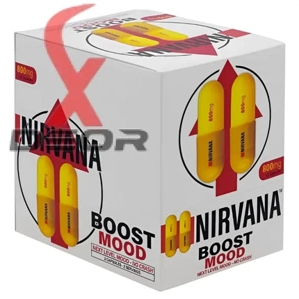 Nirvana Boost Mood Support – 800mg | Full Box (12 Packs, 2 Capsules Each).