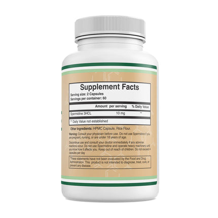 REAL Spermidine HCL 99% Pure – 120 Vegan Capsules | 3rd Party Tested