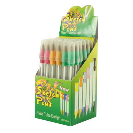 Sketch Pens | Glass Tube Design (36 Pcs of 2 Boxes) – Tube Ball Pens 72 Pcs Total