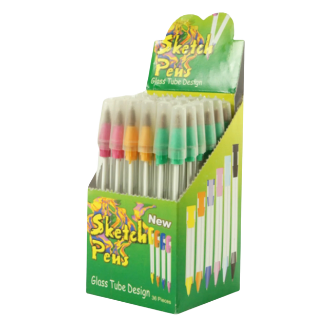 Sketch Pens | Glass Tube Design (36 Pcs of 2 Boxes) – Tube Ball Pens 72 Pcs Total