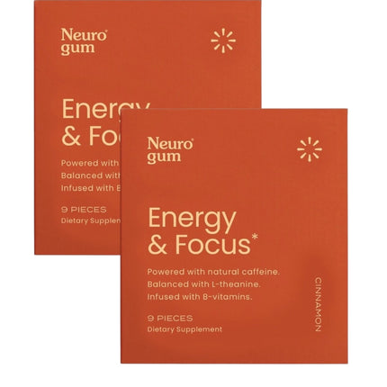 Neuro Gum Cinnamon – Energy & Focus | Vegan | Sugar-Free | B-Vitamins – 2 Pack (18 Pieces)