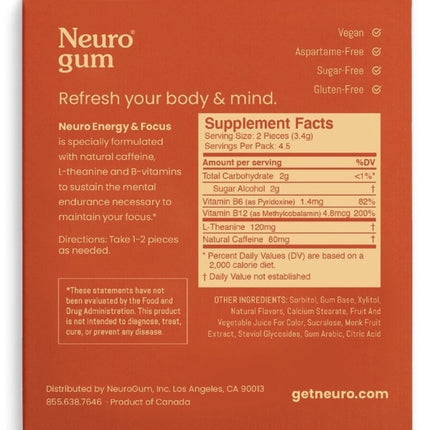 Neuro Gum Cinnamon – Vegan, Sugar‑Free Focus & Energy | Xdeor