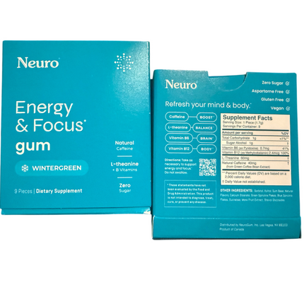 Neuro Gum Peppermint – Energy & Focus Gum (9 Pieces)