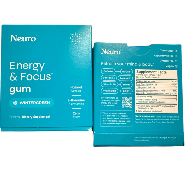 Neuro Gum Peppermint – Energy & Focus Gum (9 Pieces)