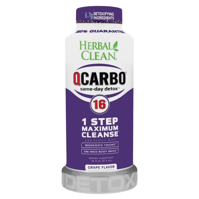 Herbal Clean QCarbo16 – Premium Same-Day Detox – Grape Flavor – 16 fl oz