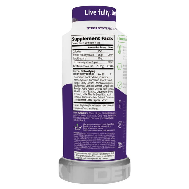 Herbal Clean QCarbo16 – Premium Same-Day Detox – Grape Flavor – 16 fl oz