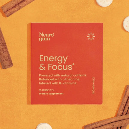 Neuro Gum Cinnamon – Energy & Focus | Vegan | Sugar-Free | B-Vitamins – 2 Pack (18 Pieces)