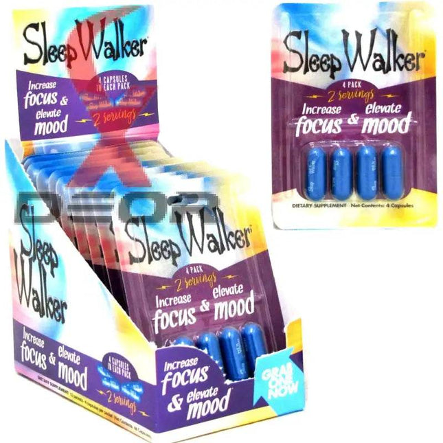 Sleep Walker Capsules 4 Count Blister Focus & Mood Optimizer Full Box 48 Capsule - XDeor
