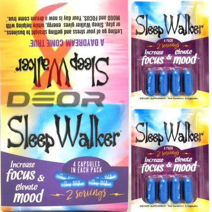 Sleep Walker Capsules 4 Count Blister Focus & Mood Optimizer Full Box 48 Capsule.