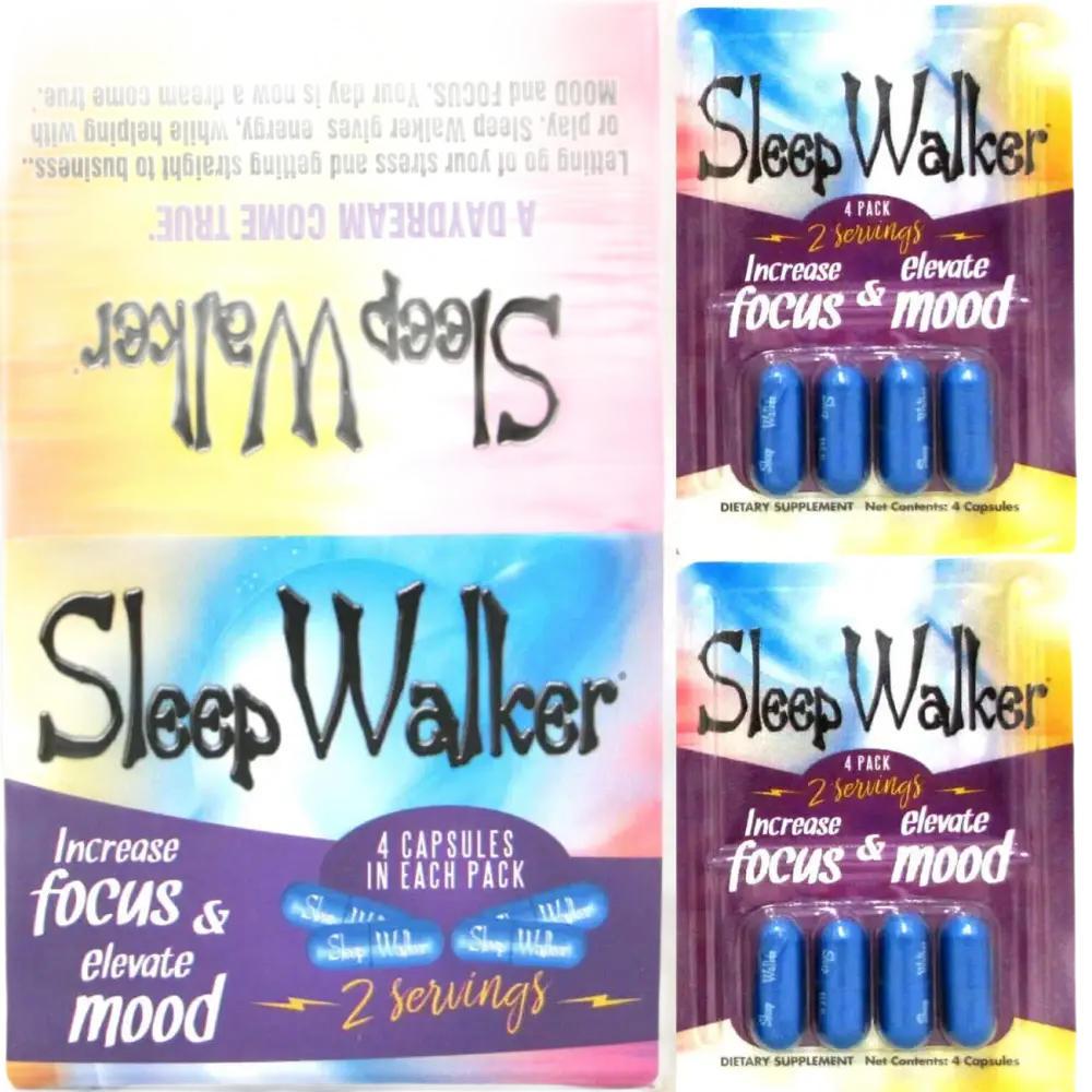 12 Pack 4CT Sleep Walker Capsules Focus & Mood Optimizer - 48 CAPS FULL BOX - XDeor