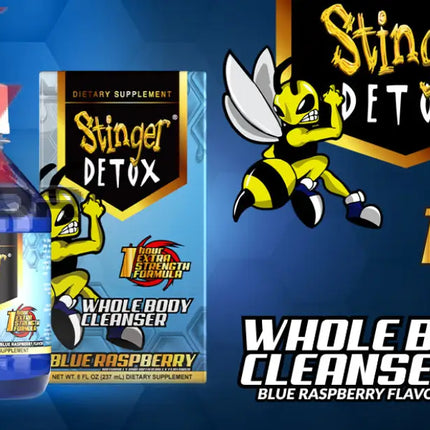Stinger Detox Whole Body Cleanser – 1 Hour Extra Strength Drink – Blue Raspberry – 8 FL OZ.