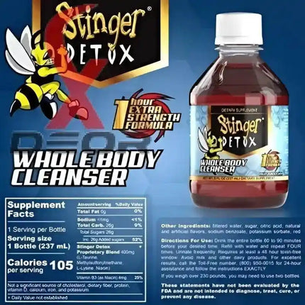 Stinger Detox Whole Body Cleanser – 1 Hour Extra Strength Drink, Fruit Punch Flavor - XDeor