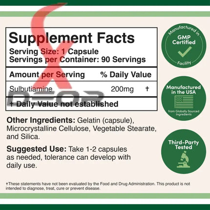 Sulbutiamine – Supports Motivation, Focus & Memory (90 Capsules).