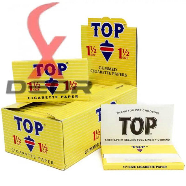Top 1.5 (1/2) Rolling Papers – Full Box (24 Booklets) | Ultra Thin, Smooth Burn - XDeor