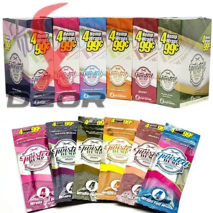 Twisted Hemp Wraps Combo Pack – 12 Packs | 6 Flavors (2 Packs Each, 4 Wraps Per Pack) - XDeor
