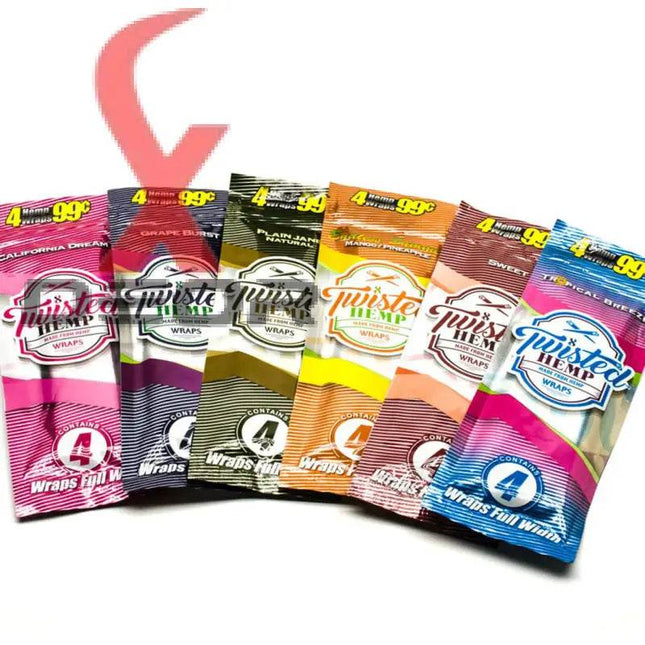 Twisted Hemp Wraps Combo Pack – 12 Packs | 6 Flavors (2 Packs Each, 4 Wraps Per Pack) - XDeor