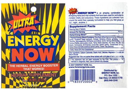 Ultra Energy Now – Herbal Energy Supplement | 2 Boxes (24 Packs x 3 Tablets Each)