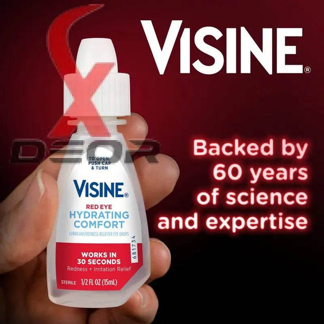 VISINE Red Eye COMFORT Drops - Fast Acting - 1/2 Fl Oz - EXP 2027 - Lot of 3 - XDeor