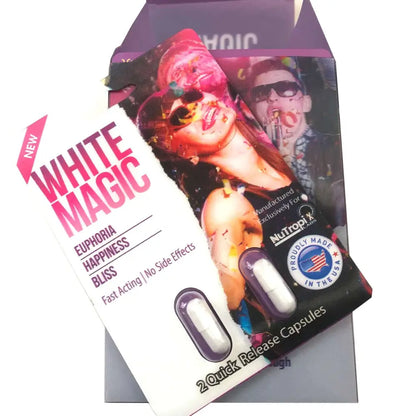 White Magic Relax Chill & Happiness Enhancement Full Box 12 Card 24 Capsule - Dietary Supplement