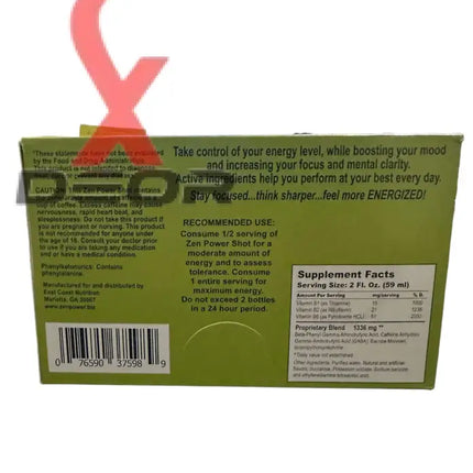 Zen Power 2oz Shot 12 Bottle of 2oz Zenpower Mood Enhancer Shot.