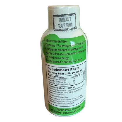 Zen Power Nu-Tropic 2oz energy shot bottle with supplement facts and usage instructions on the label.