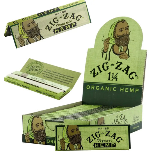 Zig Zag Organic Hemp Green 1.25 1 1/4 Rolling Paper 24 Booklets FULL BOX