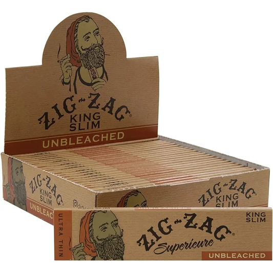 Zig Zag Unbleached Ultra Thin King Size Brown Rolling Paper 24 Booklet FULL BOX