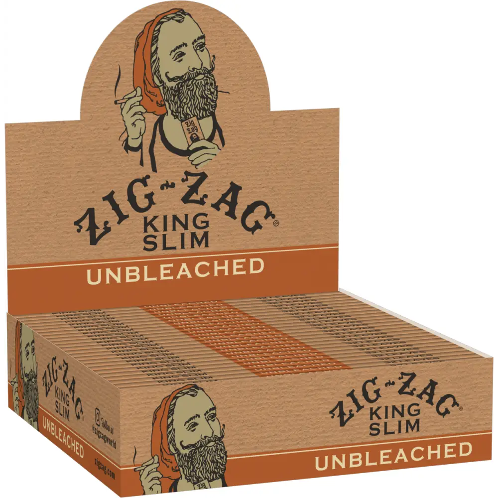 Zig Zag Unbleached Ultra Thin King Size Brown Rolling Paper 24 Booklet FULL BOX