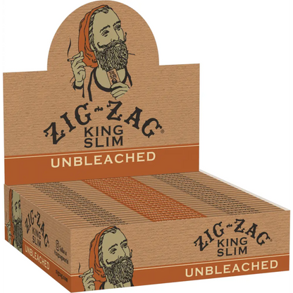 Zig Zag Unbleached Ultra Thin King Size Brown Rolling Paper 24 Booklet FULL BOX