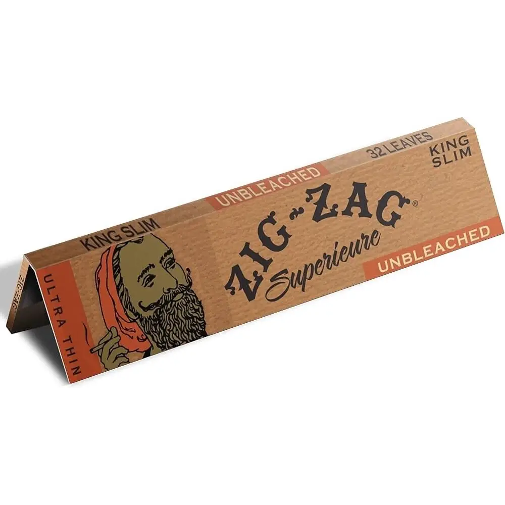 Zig Zag Unbleached Ultra Thin King Size Brown Rolling Paper 24 Booklet FULL BOX