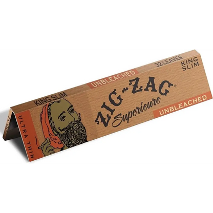 Zig Zag Unbleached Ultra Thin King Size Brown Rolling Paper 24 Booklet FULL BOX