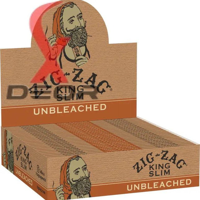 Zig Zag Unbleached Ultra Thin King Size Rolling Papers – 24 Booklets (Brown, Full Box) - XDeor