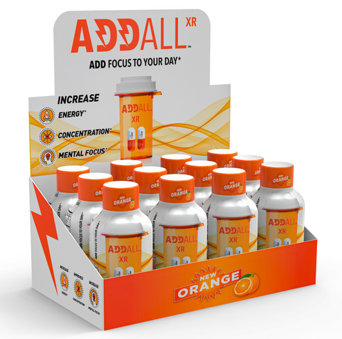 Addall XR Orange 2oz Shot Memory Mental Brain Concentrate 12 Bottles