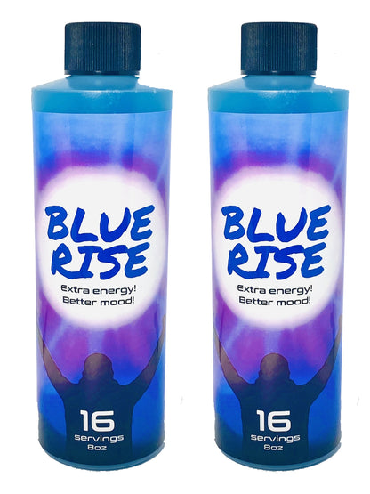 8oz Blue Rise Party Drink, 2 bottles, extra energy and mood enhancement, 16 servings of herbal stimulant.