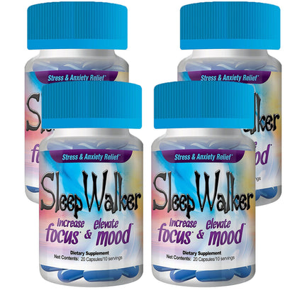 80 Capsules Sleep Walker Mood Enhancer 4 Bottles of 20 Red Dawn Pill Caps - XDeor