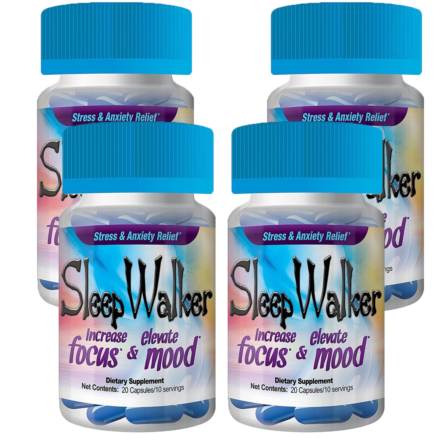 100 Capsules Sleep Walker Mood Enhancer 5 Bottles of 20 Red Dawn Pill Caps