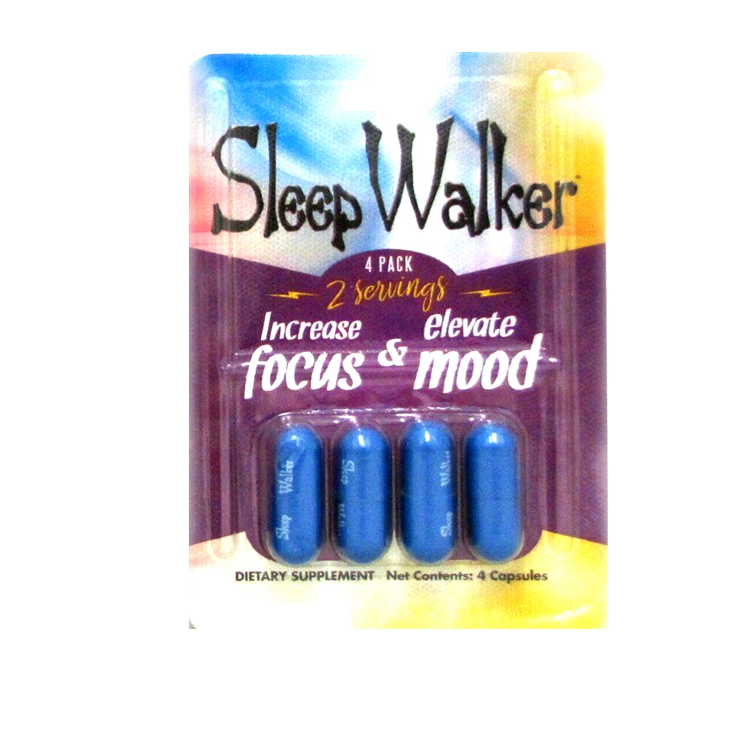 Sleep Walker Capsules 4 Count Blister Focus & Mood Optimizer Full Box 48 Capsule