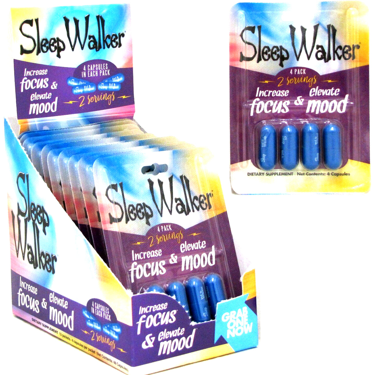 12 Pack 4CT Sleep Walker Capsules Focus & Mood Optimizer - 48 CAPS FULL BOX - XDeor