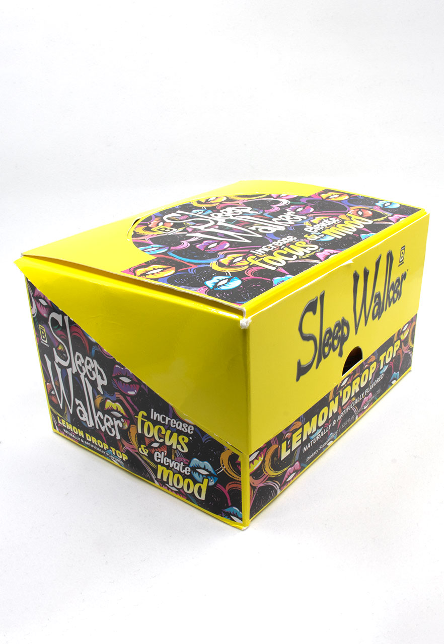 Sleep Walker Lemon Drop Shots full box packaging, designed to enhance focus and elevate mood.